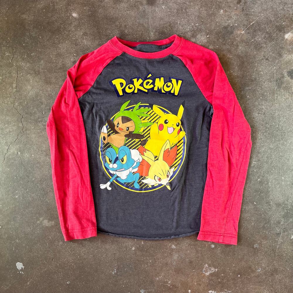 Y2k Pokemon kids red/gray longsleeve t-shirt boys size medium